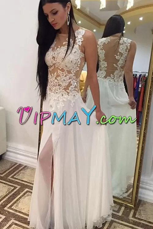 cheap sexy long prom dress,sexy prom dress pictures,all white long prom dress,white floor length prom dress,white see through prom dress,sheer illusion bodice prom dress,sheer neckline prom dress,prom dress with sheer neckline,lace floor length prom dress,sexy lace party dress,prom dress with side slits,long prom dress with slits,prom dress with a slit,