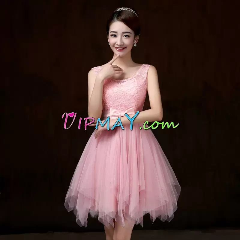 Exquisite Mini Length Pink Homecoming Dress Online Scoop Sleeveless