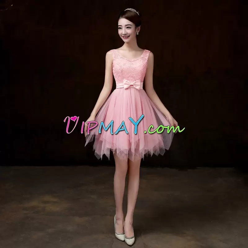 Exquisite Mini Length Pink Homecoming Dress Online Scoop Sleeveless