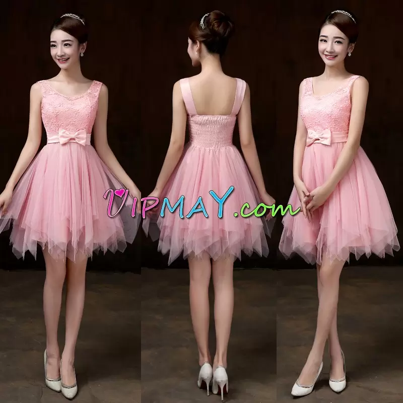 Exquisite Mini Length Pink Homecoming Dress Online Scoop Sleeveless