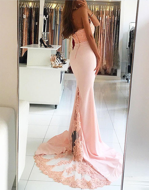Luxurious Sleeveless Chiffon Sweep Train Clasp Handle Prom Party Dress in Pink with Lace and Appliques