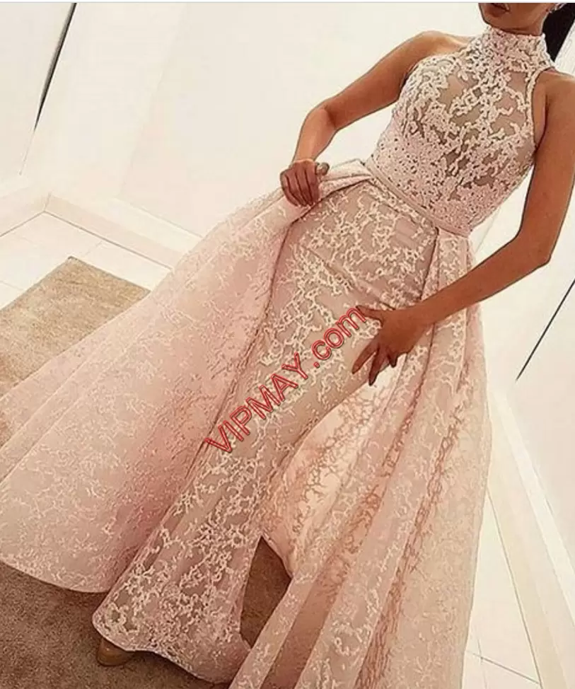 Chic Sleeveless Sweetheart Lace Up Floor Length Beading and Lace Prom Homecoming Dress Sweetheart