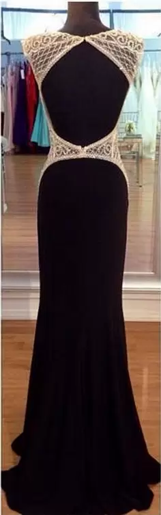 Sleeveless Floor Length Beading Backless Homecoming Dress with Black