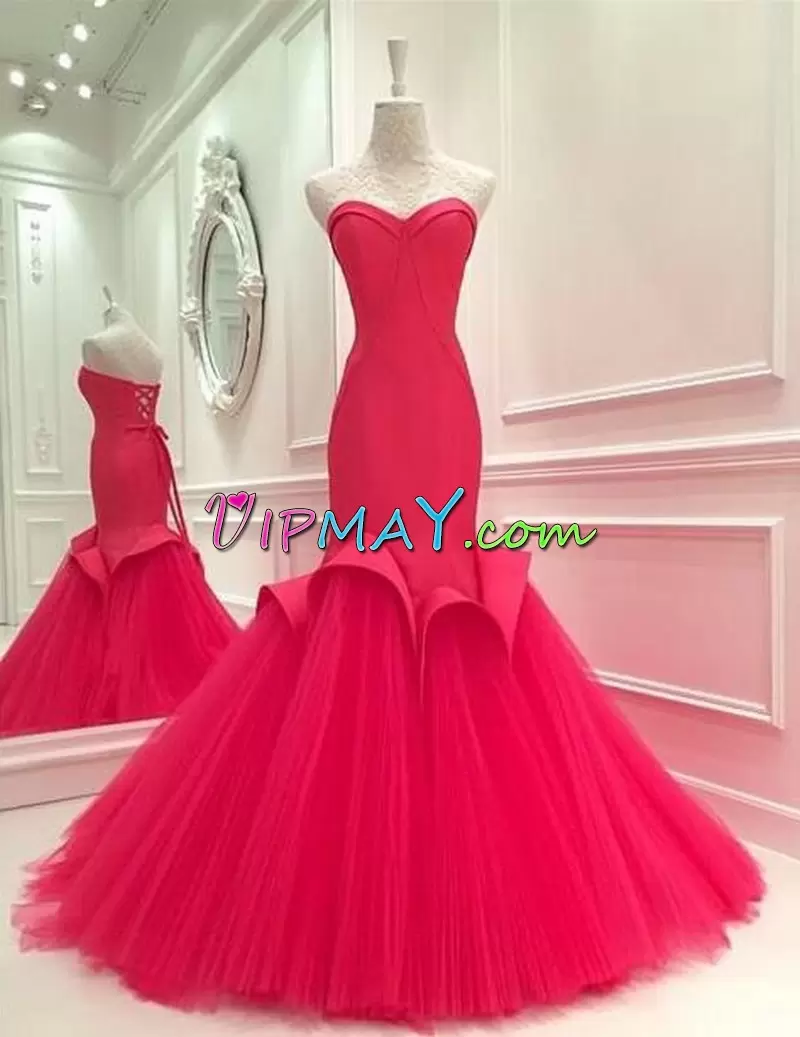 Beauteous Red Sleeveless Floor Length Ruching Sweetheart