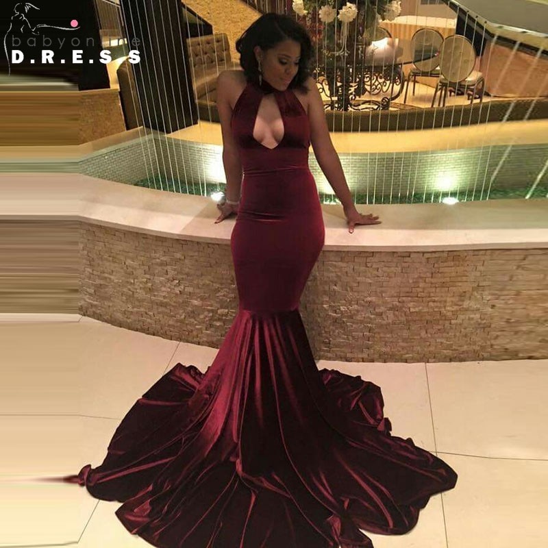 Low Price Burgundy Lace Up Halter Top Sleeveless Floor Length Prom Gown Court Train Ruffles and Ruching