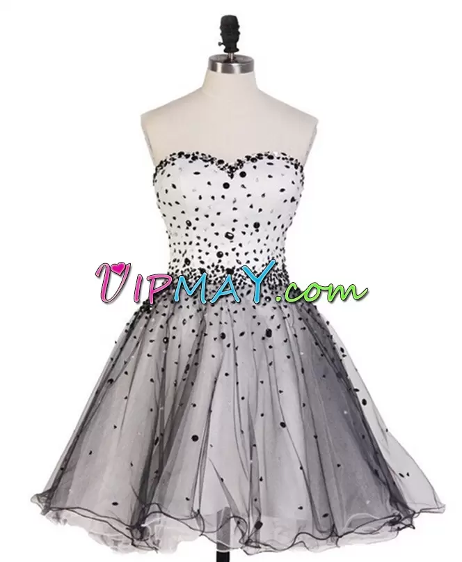 Top Selling Black Sweetheart Beading Prom Party Dress Tulle Sleeveless