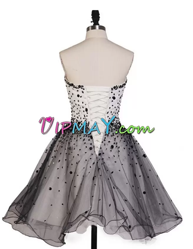 Top Selling Black Sweetheart Beading Prom Party Dress Tulle Sleeveless