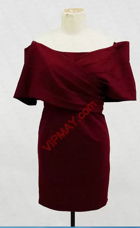 Dynamic Burgundy Sleeveless Ruching Mini Length Hoco Dress