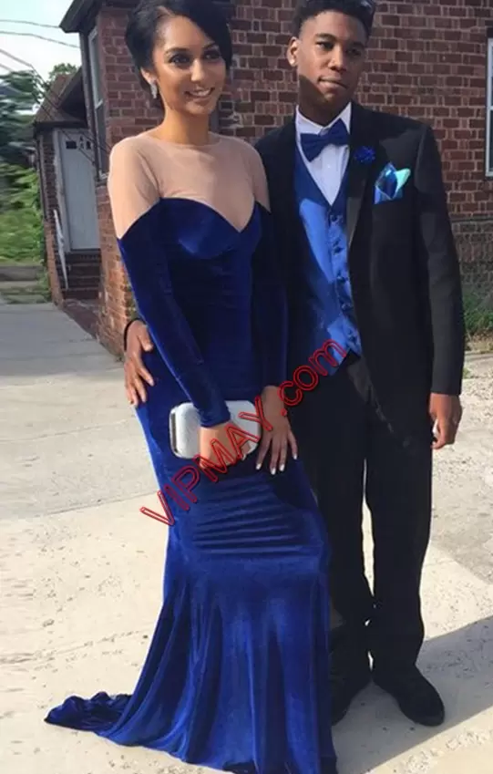 royal blue long homecoming dress,