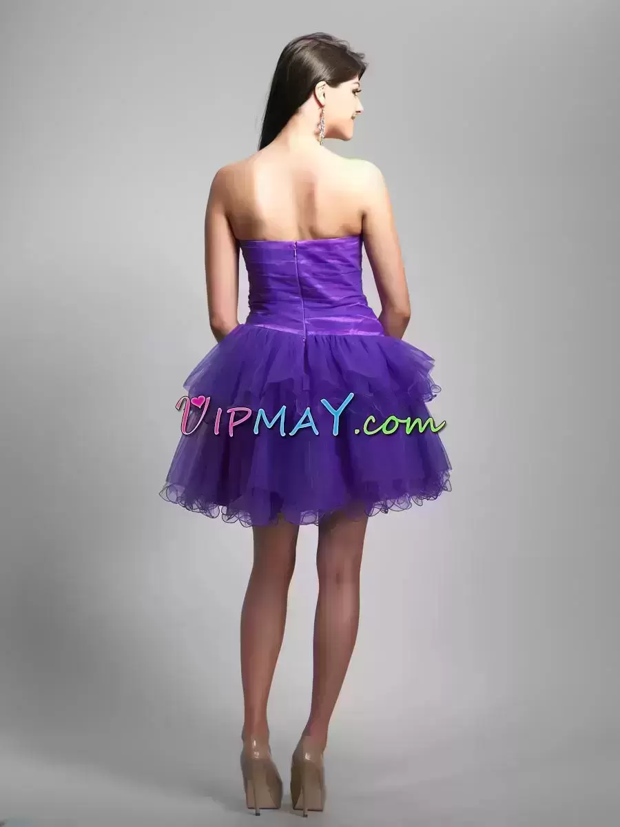 Mini Length Zipper Homecoming Dress Wine Red and Purple for Prom and Party and Military Ball with Beading