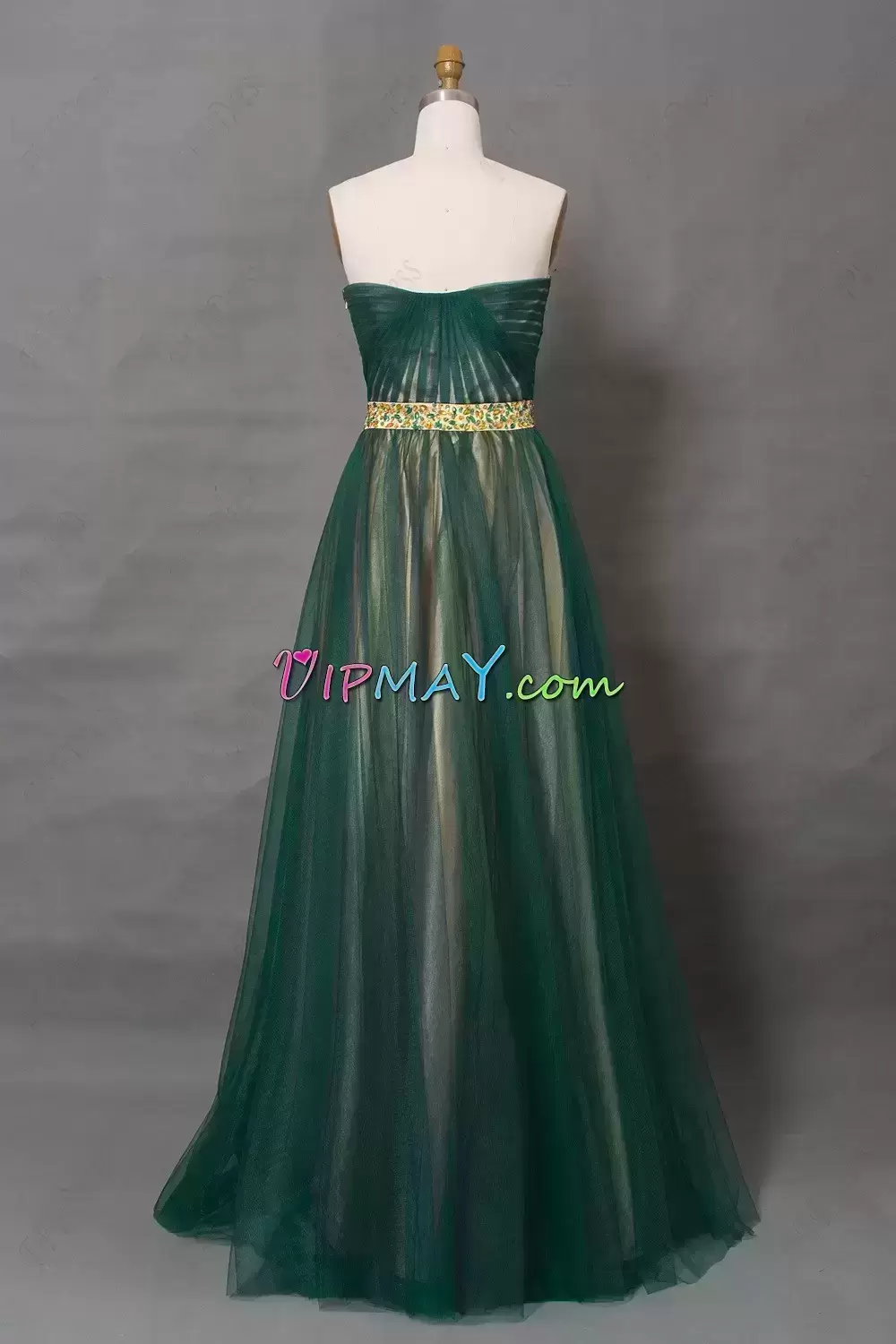 Beauteous Tulle Sleeveless Floor Length Prom Dress and Beading and Belt