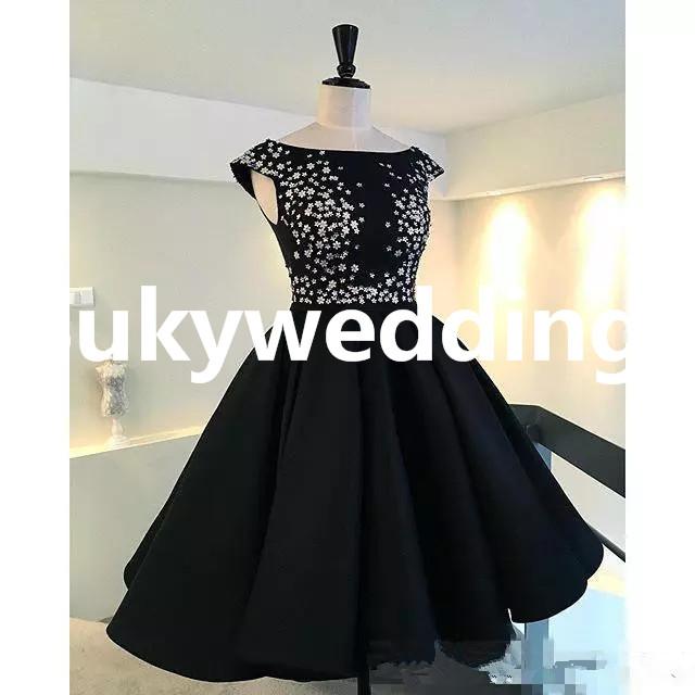 amazing black prom dress,pretty black prom dress,capped sleeve prom dress,cap sleeve high low prom dress,satin high low prom dress,satin a line prom dress,satin prom dress,high low prom dress juniors,where to buy modest prom dress,inexpensive modest formal dress,tea length satin prom dress,vintage inspired tea length prom dress,