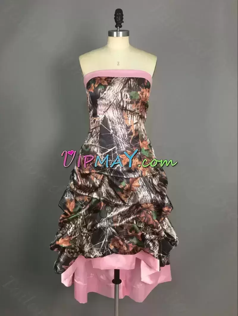 Captivating Printed Sleeveless Tea Length and Ruching