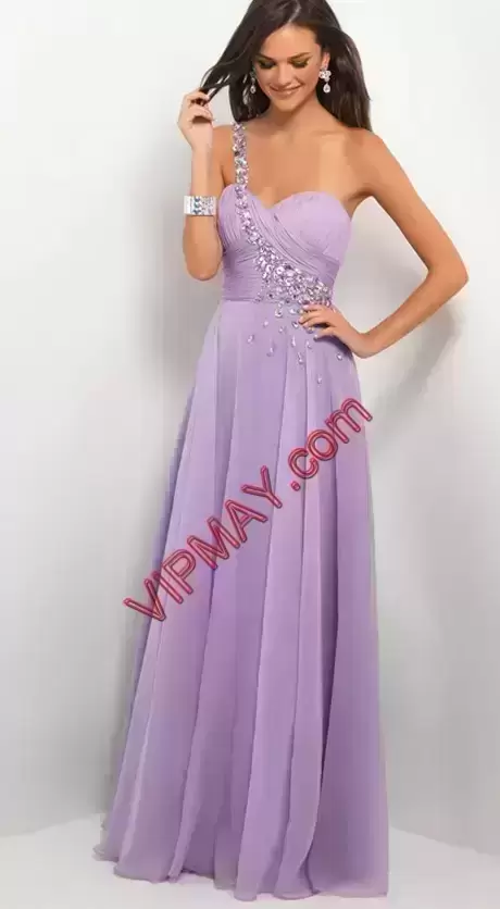 Sleeveless Floor Length Beading Zipper Homecoming Dress with Purple