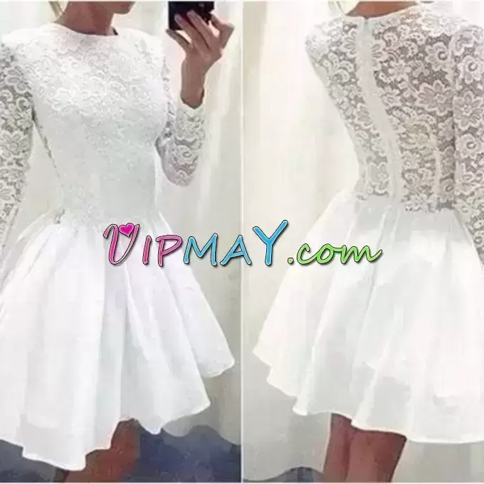 Romantic White A-line Satin Halter Top Long Sleeves Beading and Lace Floor Length Lace Up Evening Dress