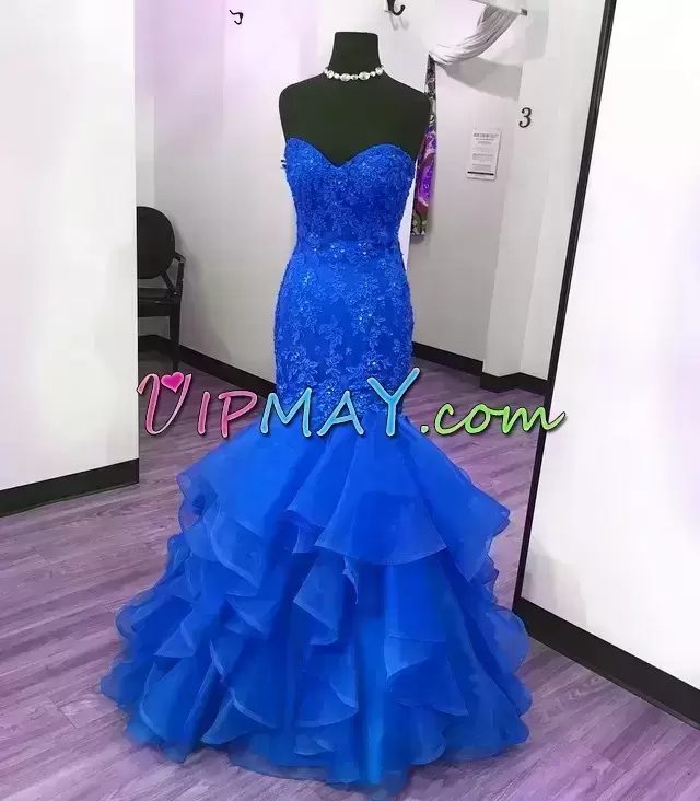 Traditional Organza Sleeveless Floor Length Homecoming Dresses and Appliques and Ruffles