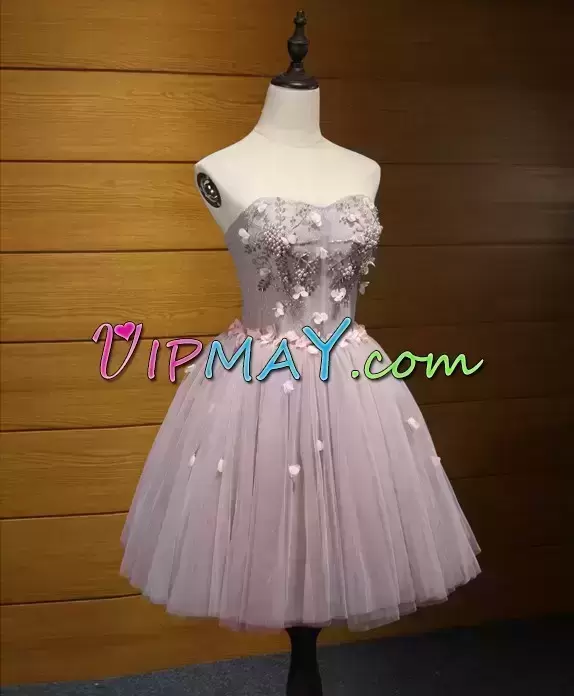 Latest Sleeveless Sweetheart Lace Up Mini Length Beading and Appliques Homecoming Party Dress Sweetheart