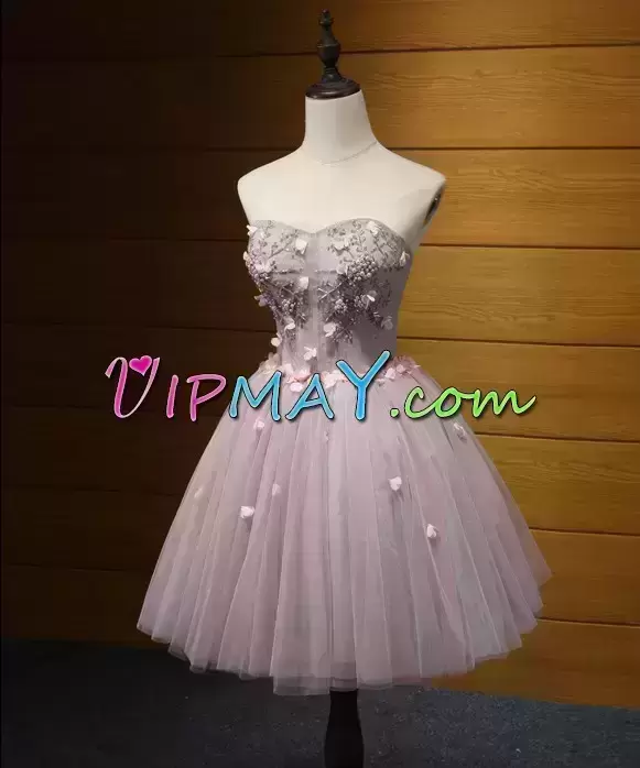 Latest Sleeveless Sweetheart Lace Up Mini Length Beading and Appliques Homecoming Party Dress Sweetheart