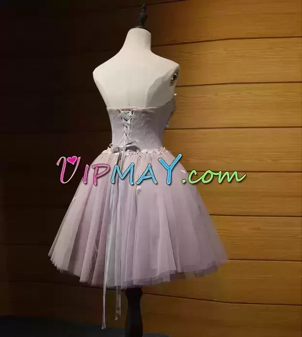 Latest Sleeveless Sweetheart Lace Up Mini Length Beading and Appliques Homecoming Party Dress Sweetheart