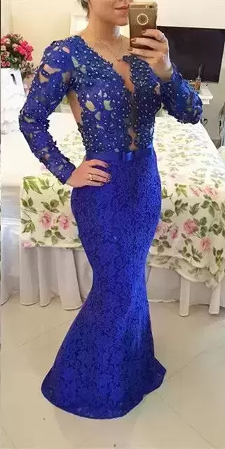 royal blue long homecoming dress,