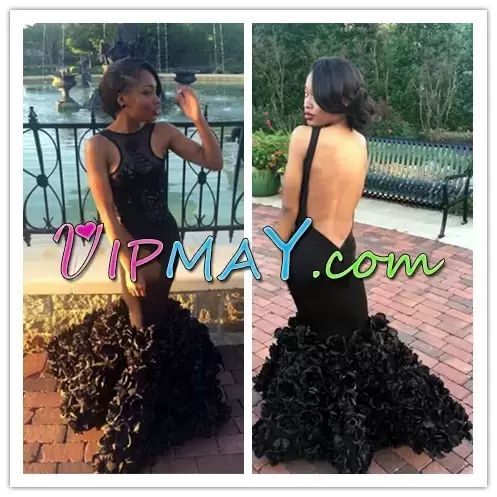 Sumptuous Black Sleeveless Backless Dress for Prom for Prom and Party and Military Ball