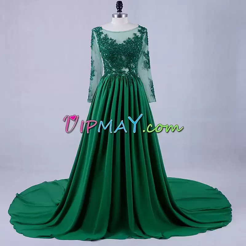 Captivating Green Sweetheart Neckline Beading and Lace Long Sleeves Lace Up