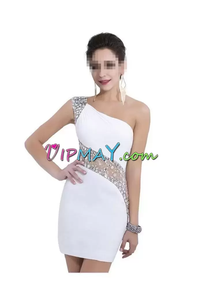 White Sleeveless Side Zipper for Prom and Party Homecoming Dress