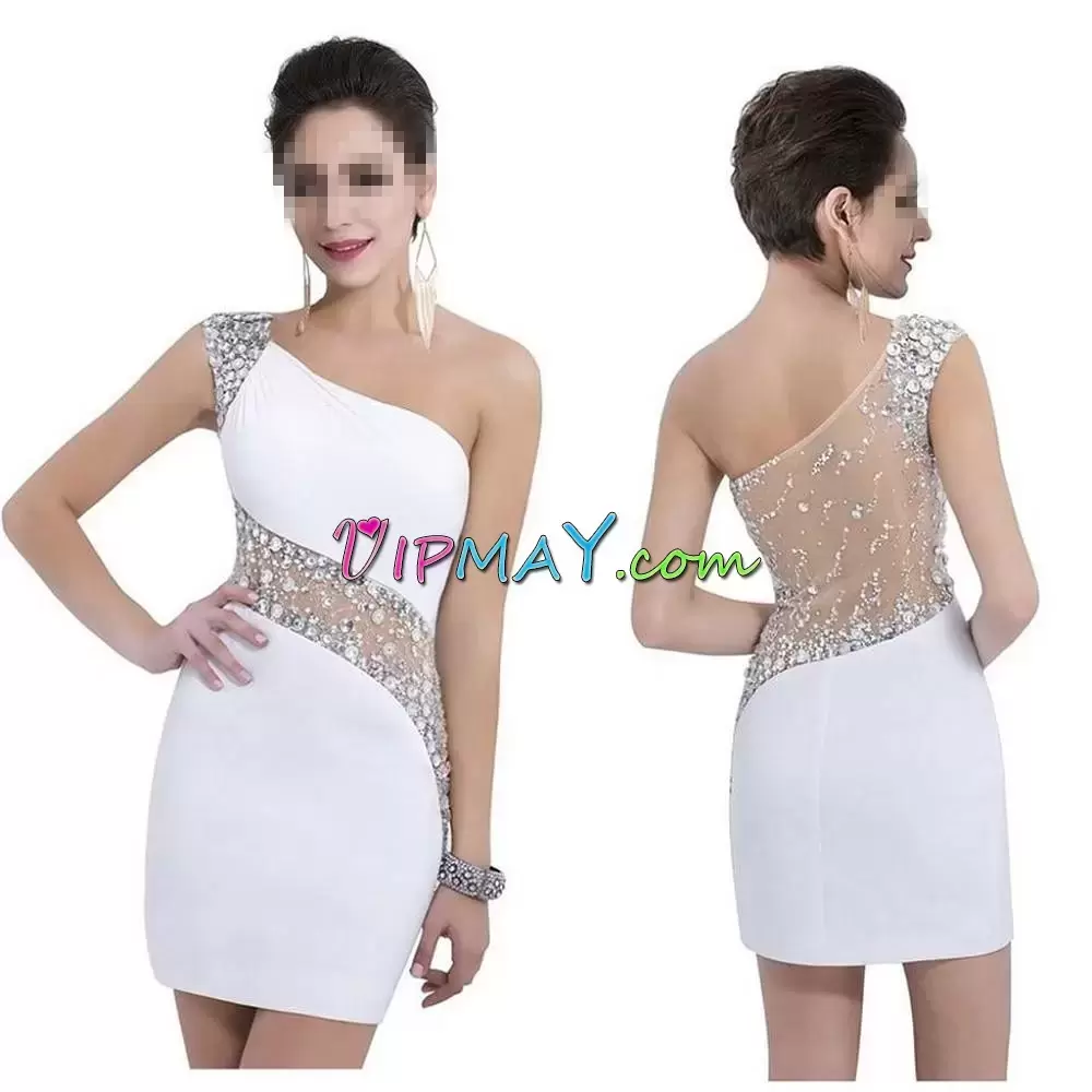 White Sleeveless Side Zipper for Prom and Party Homecoming Dress