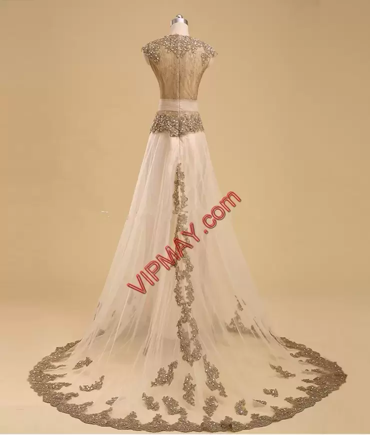 Artistic White Satin Lace Up Sweetheart Sleeveless Floor Length Homecoming Dresses Sweep Train Beading and Lace