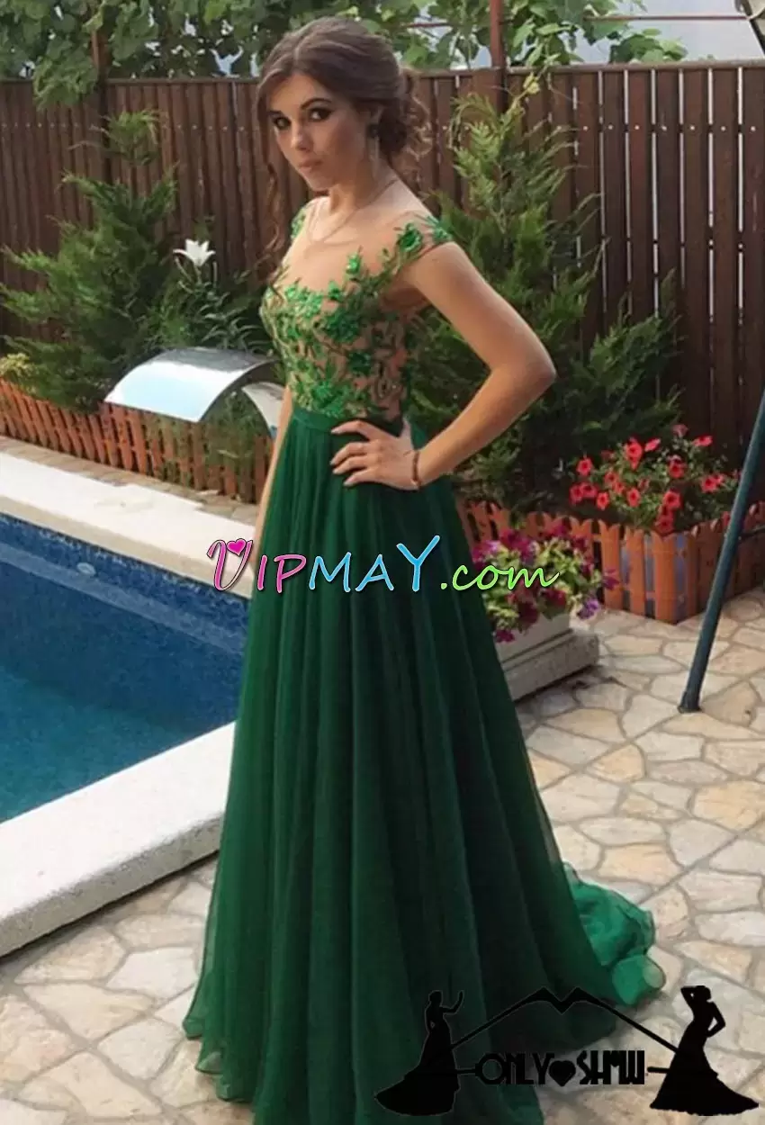 Floor Length A-line Sleeveless Dark Green Homecoming Dress Online