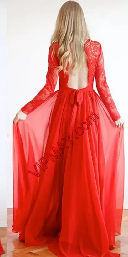 Sweetheart Long Sleeves Satin and Chiffon Dress for Prom Beading and Lace Backless