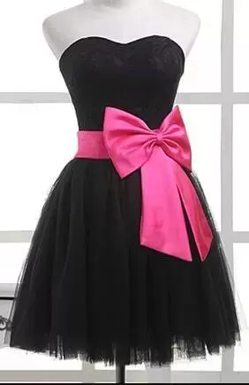 Hot Selling Black Tulle Homecoming Dress Mini Length with Pink Belt