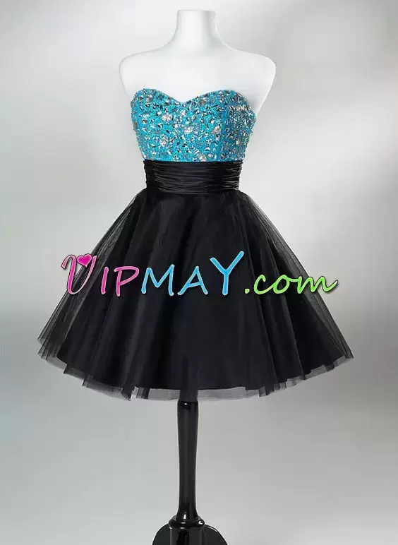 Black Sweetheart Neckline Beading Prom Gown Sleeveless