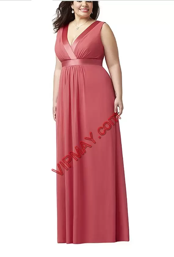 Chiffon Sleeveless Floor Length Prom Party Dress and Belt