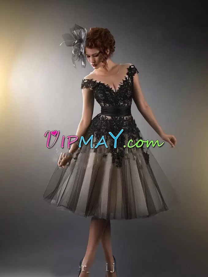 Admirable Black Lace Up Off The Shoulder Beading and Appliques Prom Evening Gown Tulle Sleeveless