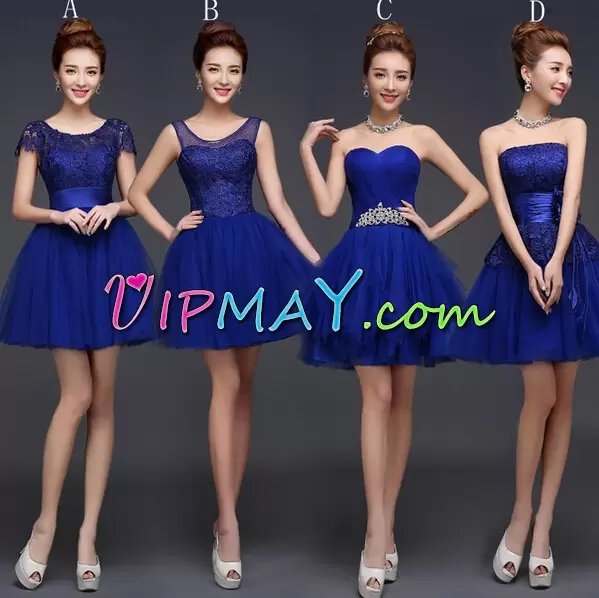 Beauteous Royal Blue Scoop Neckline Lace Homecoming Dress Sleeveless Lace Up