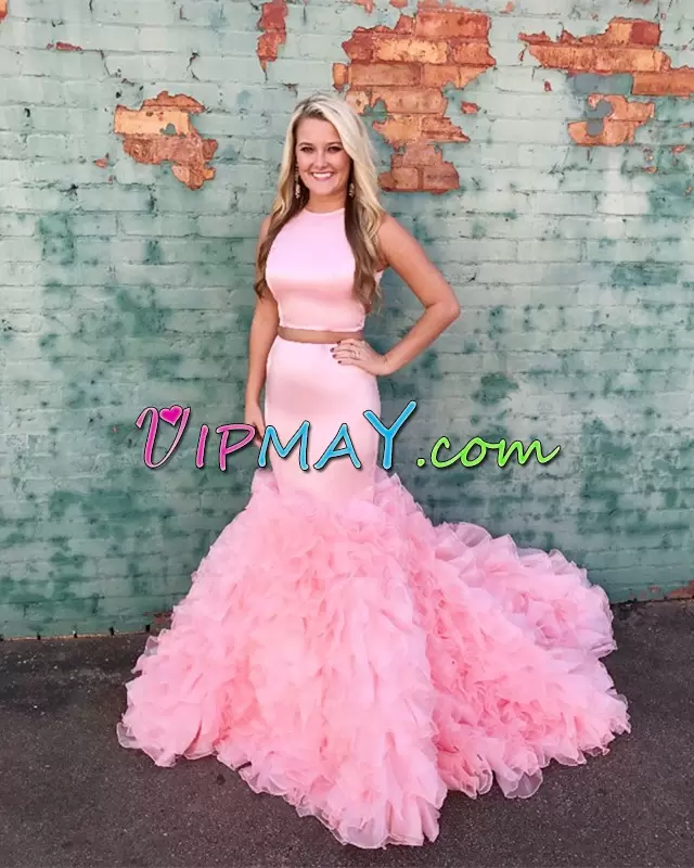 mermaid evening dress,two piece mermaid evening dress,mermaid prom dress,two pieces prom dress,pink evening dress,evening dress 2020,2 pieces prom dress,