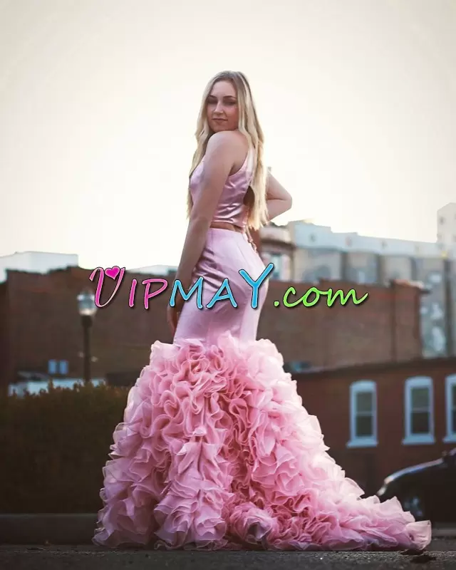 mermaid evening dress,two piece mermaid evening dress,mermaid prom dress,two pieces prom dress,pink evening dress,evening dress 2020,2 pieces prom dress,