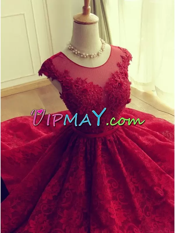 Appliques Homecoming Dress Online Red Backless Sleeveless Mini Length