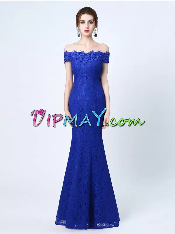 royal blue long homecoming dress,