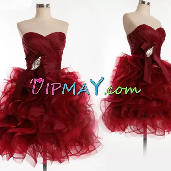 Cheap Sweetheart Sleeveless Organza and Tulle Prom Homecoming Dress Beading and Ruffled Layers Lace Up