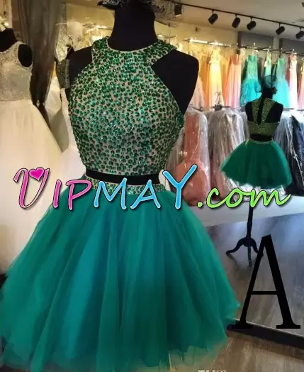 Glorious Champagne Halter Top Beading Prom Homecoming Dress Sleeveless