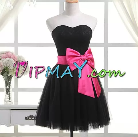 Lace Homecoming Gowns Black Sleeveless Mini Length