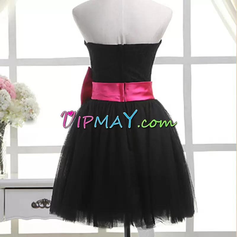 Lace Homecoming Gowns Black Sleeveless Mini Length