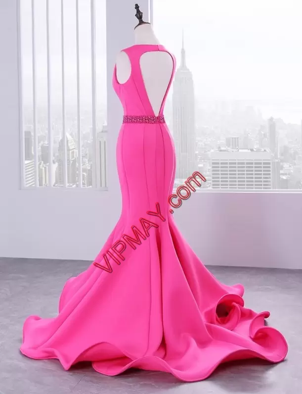 Rose Pink V-neck Neckline Ruching Prom Dress Sleeveless Lace Up