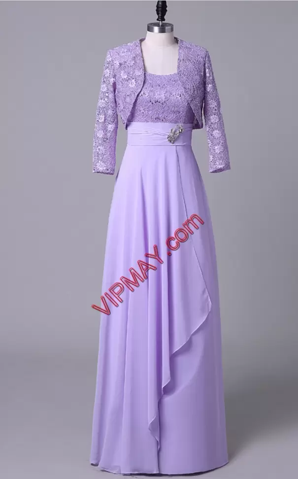 Extravagant Jacket Long Sleeves Scoop Lace Zipper Prom Dress