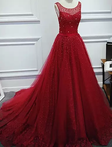 Extravagant Brush Train A-line Homecoming Dress Wine Red Scoop Tulle Sleeveless Zipper