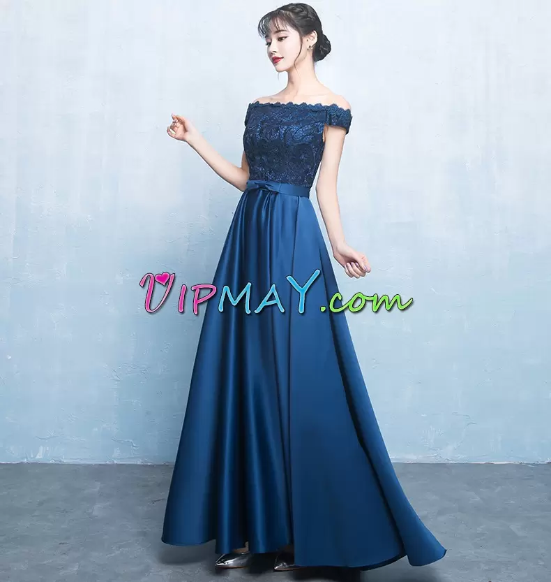 A-line Prom Dress Blue Sweetheart Taffeta Sleeveless Floor Length Lace Up