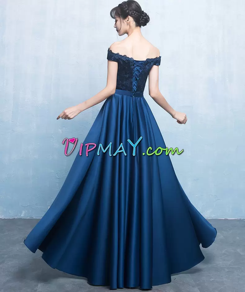 A-line Prom Dress Blue Sweetheart Taffeta Sleeveless Floor Length Lace Up