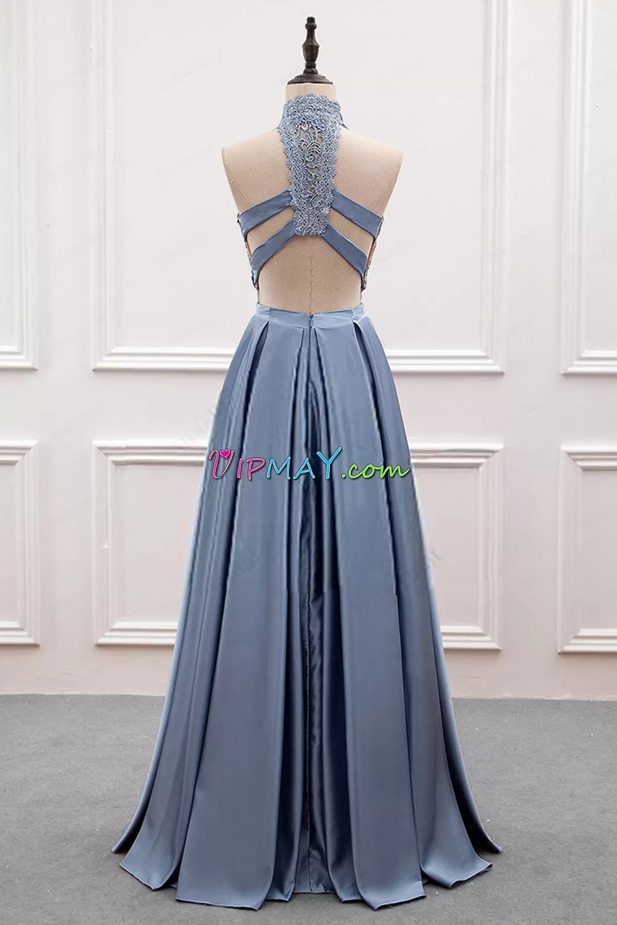 Adorable Lavender Prom Evening Gown Prom and Party with Lace High-neck Sleeveless Sweep Train Zipper